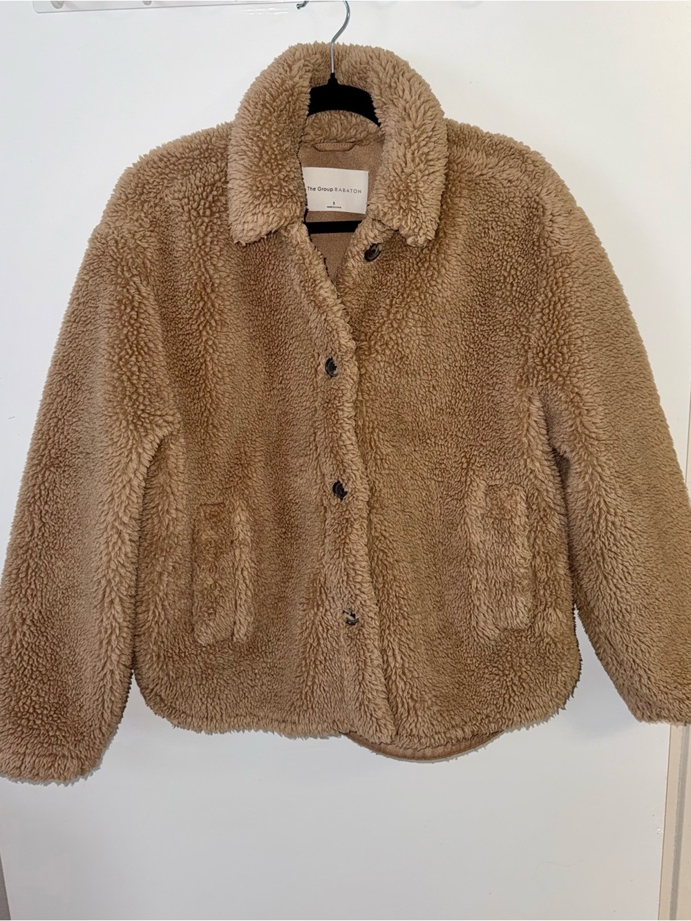 Aritzia The Group by Babaton Teddy Sherpa Fleece Jacket Tan Winter Cozy Cabin